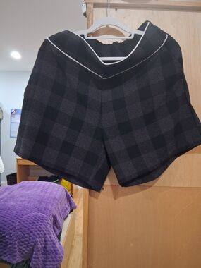 High-Waist Plaid Women’s Shorts in Black